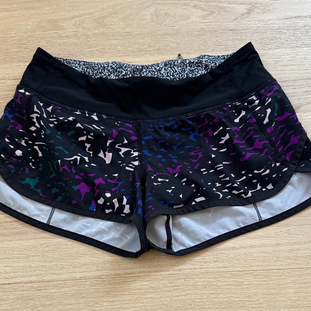 Lululemon Black and Purple Patterned Shorts